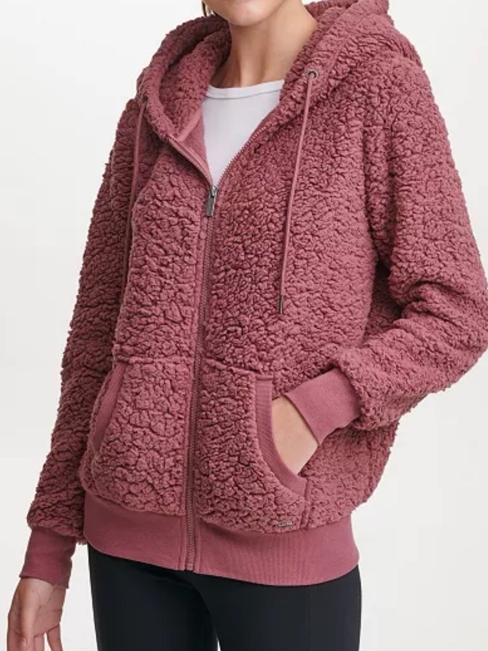Marc New York Plush Sherpa Zip Hoodie - Mauve Pink